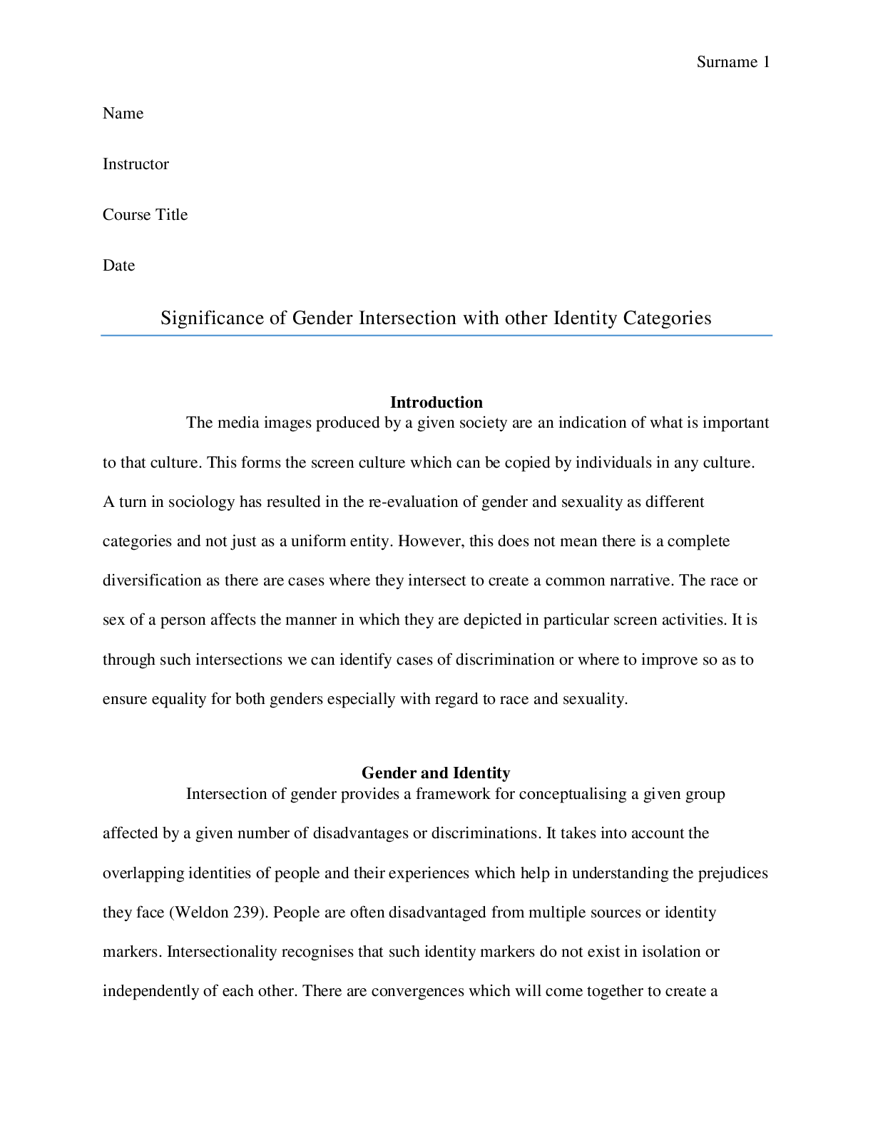 Preview image for Significance of Gender Intersection with other Identity Categories